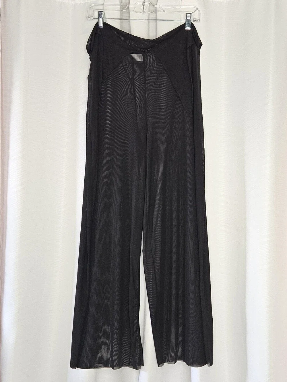 Freshwater black sheer mesh swim cover up pants with tie at waist size L